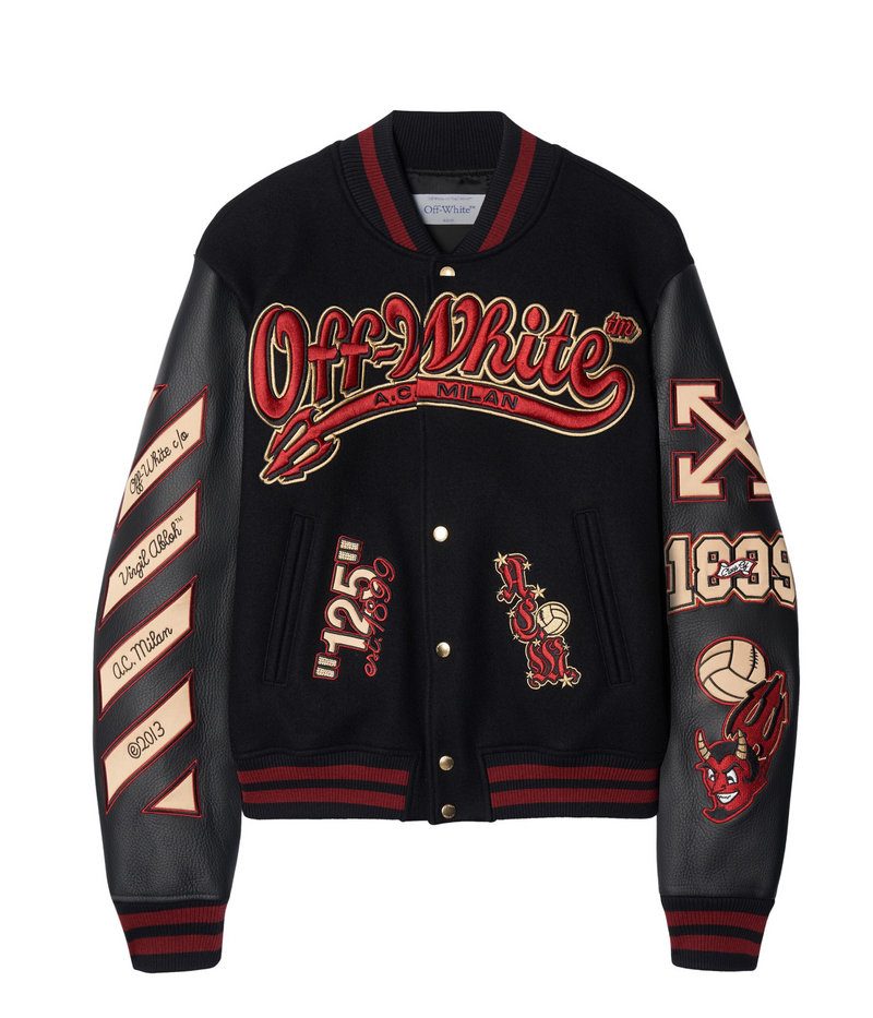 OFF WHITE X AC MILAN VARSITY JACKET