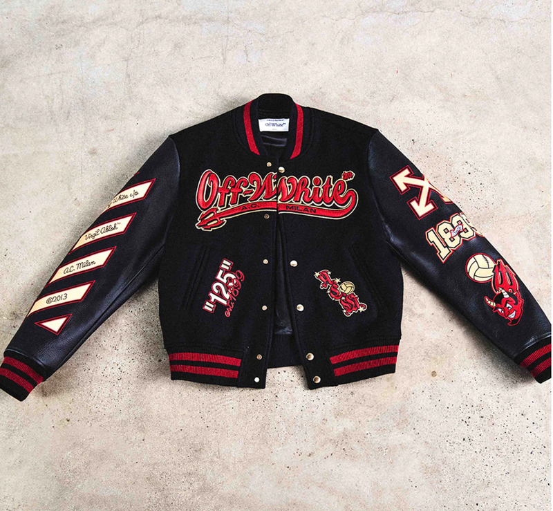 OFF WHITE X AC MILAN VARSITY JACKET